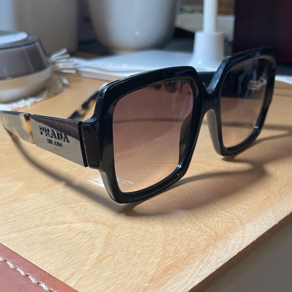 Prada Black and Tortoise Square Sunglasses
